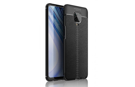 Newface Xiaomi Redmi Note 9S Kılıf Focus Derili Silikon - Siyah