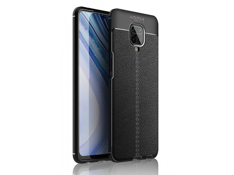Newface Xiaomi Redmi Note 9S Kılıf Focus Derili Silikon - Siyah