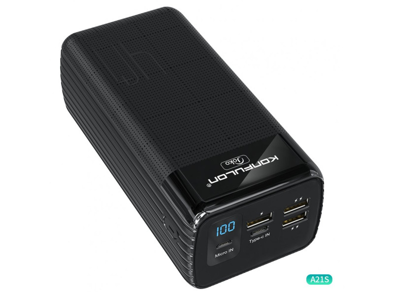 Konfulon A21S Led Işıklı Powerbank 40.000 mAh - Siyah