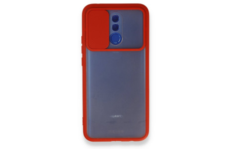 Newface Huawei Mate 20 Lite Kılıf Palm Buzlu Kamera Sürgülü Silikon - Kırmızı