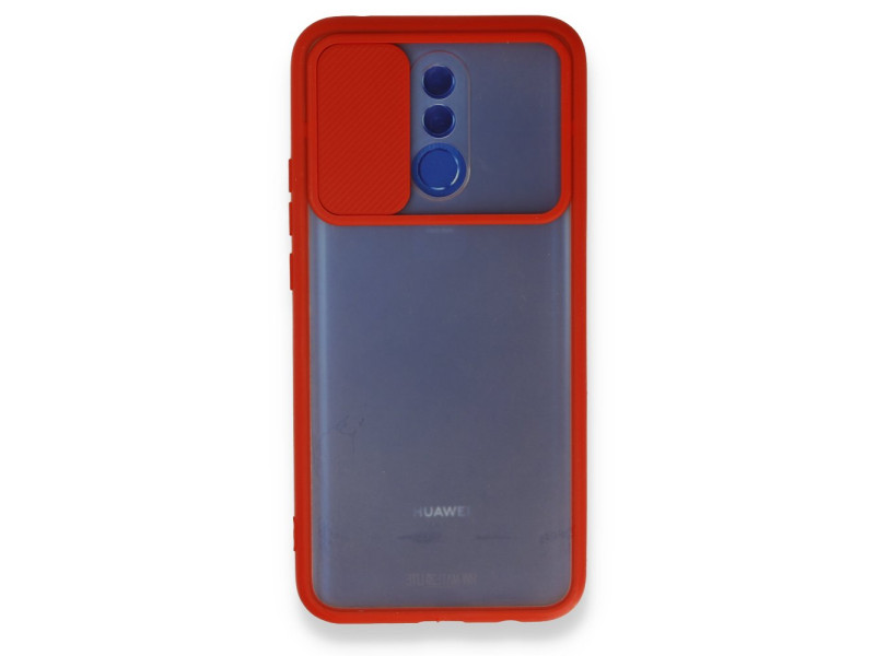 Newface Huawei Mate 20 Lite Kılıf Palm Buzlu Kamera Sürgülü Silikon - Kırmızı