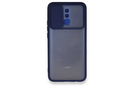 Newface Huawei Mate 20 Lite Kılıf Palm Buzlu Kamera Sürgülü Silikon - Lacivert