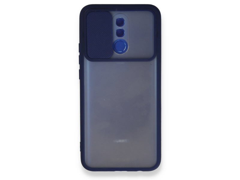 Newface Huawei Mate 20 Lite Kılıf Palm Buzlu Kamera Sürgülü Silikon - Lacivert