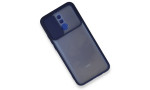 Newface Huawei Mate 20 Lite Kılıf Palm Buzlu Kamera Sürgülü Silikon - Lacivert