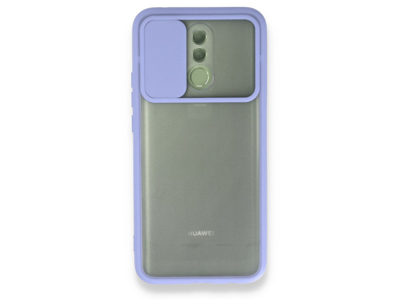 Newface Huawei Mate 20 Lite Kılıf Palm Buzlu Kamera Sürgülü Silikon - Lila