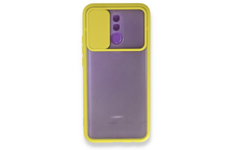 Newface Huawei Mate 20 Lite Kılıf Palm Buzlu Kamera Sürgülü Silikon - Sarı