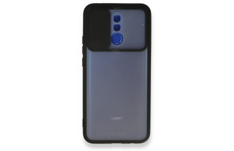 Newface Huawei Mate 20 Lite Kılıf Palm Buzlu Kamera Sürgülü Silikon - Siyah