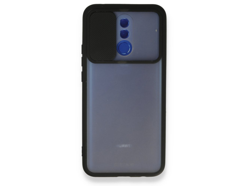 Newface Huawei Mate 20 Lite Kılıf Palm Buzlu Kamera Sürgülü Silikon - Siyah