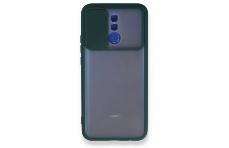 Newface Huawei Mate 20 Lite Kılıf Palm Buzlu Kamera Sürgülü Silikon - Yeşil