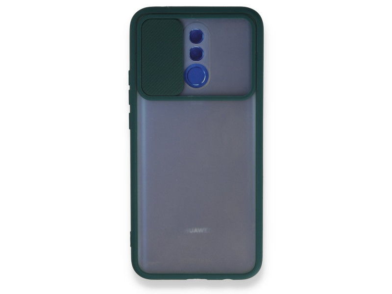 Newface Huawei Mate 20 Lite Kılıf Palm Buzlu Kamera Sürgülü Silikon - Yeşil