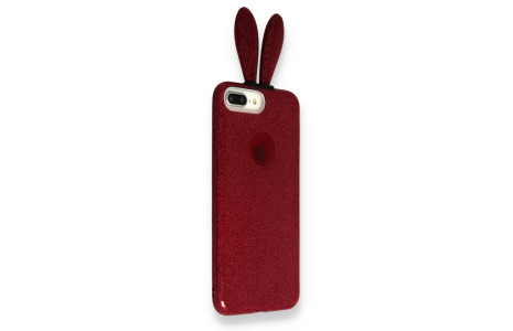 Newface Huawei P20 Lite Kılıf Rabbit Simli Silikon - Bordo