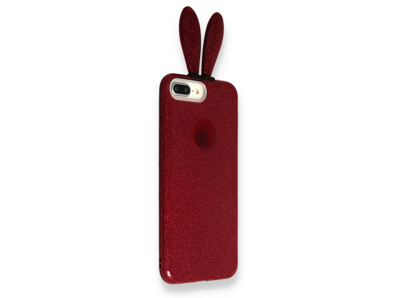 Newface Huawei P20 Lite Kılıf Rabbit Simli Silikon - Bordo