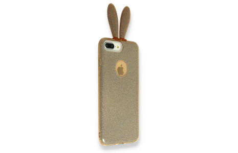 Newface Samsung Galaxy A9 2018 Kılıf Rabbit Simli Silikon - Gold