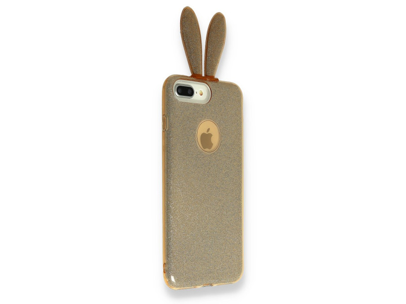 Newface Samsung Galaxy A9 2018 Kılıf Rabbit Simli Silikon - Gold