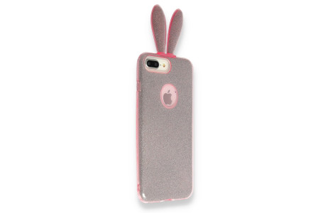 Newface Samsung Galaxy A9 2018 Kılıf Rabbit Simli Silikon - Pembe