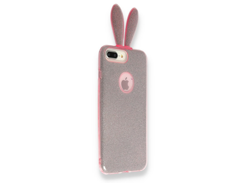 Newface Samsung Galaxy A9 2018 Kılıf Rabbit Simli Silikon - Pembe