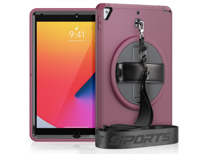 Newface iPad 10.2 (7.nesil) Kılıf Strap-C Otterbox Tablet Kapak - Mürdüm