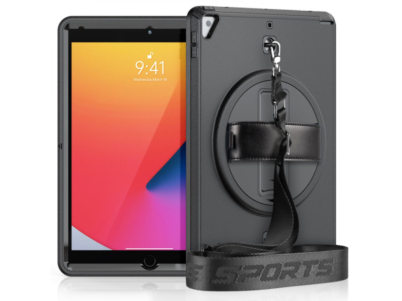 Newface iPad 10.2 (7.nesil) Kılıf Strap-C Otterbox Tablet Kapak - Siyah