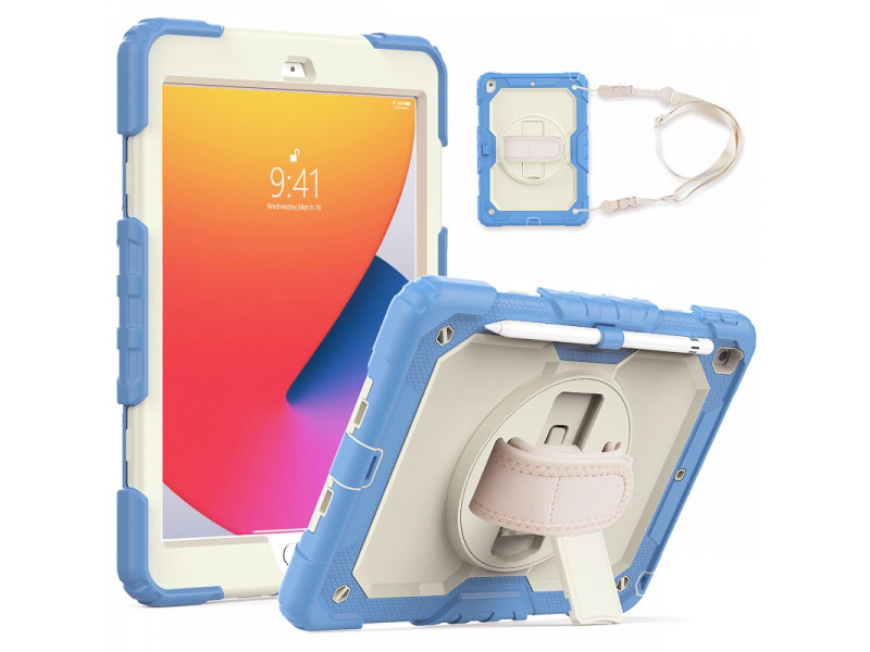 Newface iPad 10.2 (7.nesil) Kılıf Strap New Tablet Kapak - Mavi