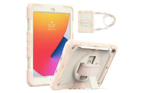 Newface iPad 10.2 (7.nesil) Kılıf Strap New Tablet Kapak - Pembe