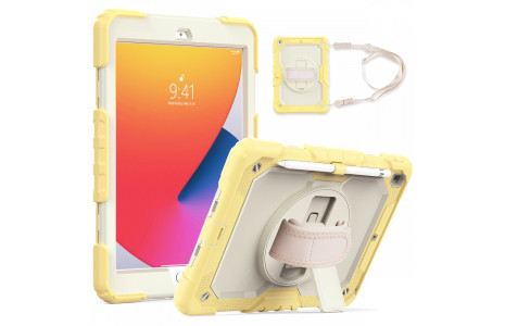 Newface iPad 10.2 (7.nesil) Kılıf Strap New Tablet Kapak - Sarı