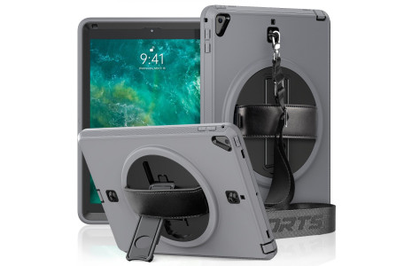 Newface iPad 9.7 (2018) Kılıf Strap-C Otterbox Tablet Kapak - Gri