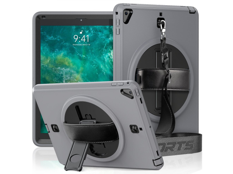 Newface iPad 9.7 (2017) Kılıf Strap-C Otterbox Tablet Kapak - Gri