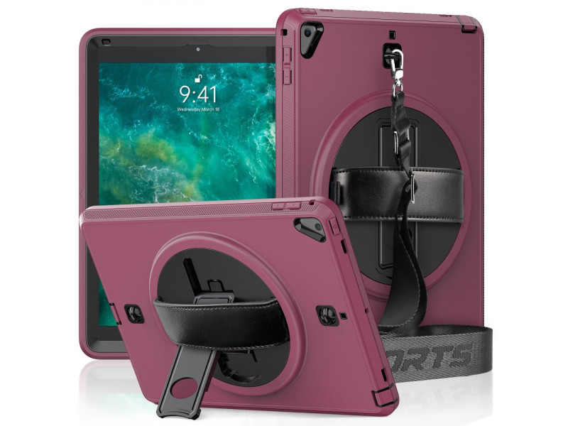 Newface iPad 9.7 (2017) Kılıf Strap-C Otterbox Tablet Kapak - Mürdüm