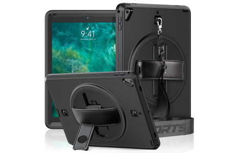 Newface iPad 9.7 (2018) Kılıf Strap-C Otterbox Tablet Kapak - Siyah