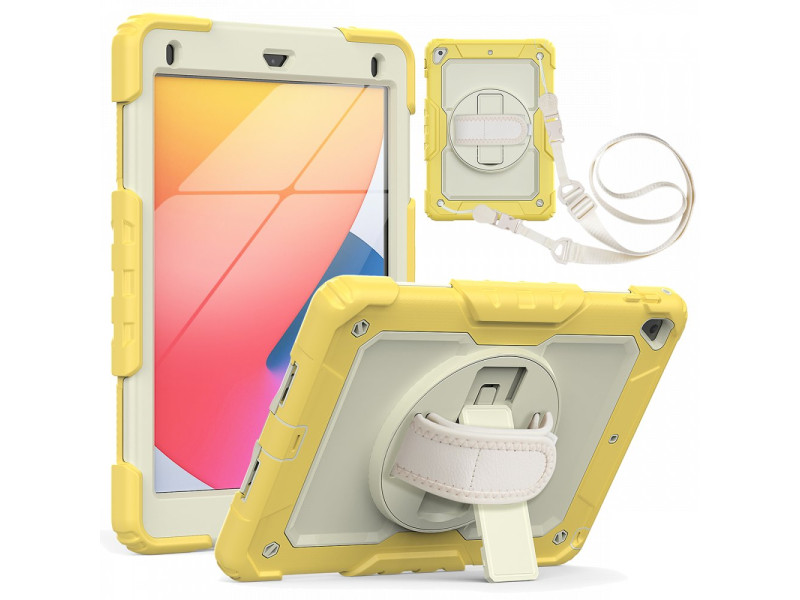 Newface iPad 9.7 (2018) Kılıf Strap New Tablet Kapak - Sarı