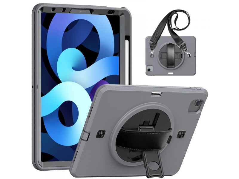 Newface iPad Air 4 10.9 Kılıf Strap-C Otterbox Tablet Kapak - Gri