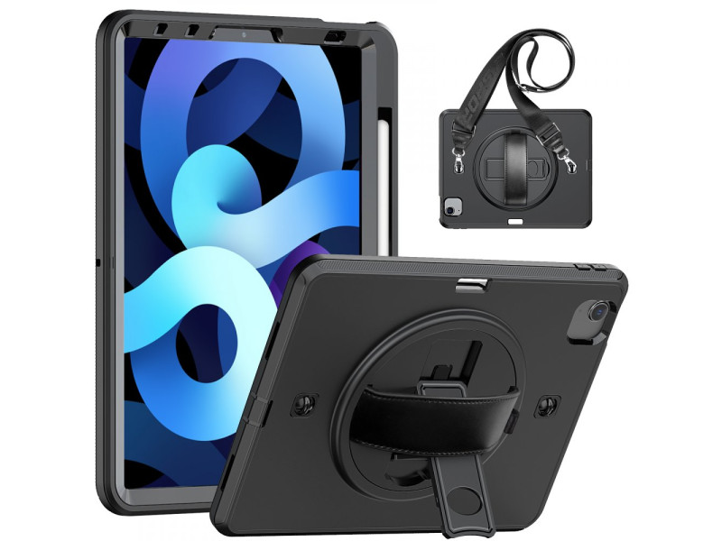 Newface iPad Air 4 10.9 Kılıf Strap-C Otterbox Tablet Kapak - Siyah