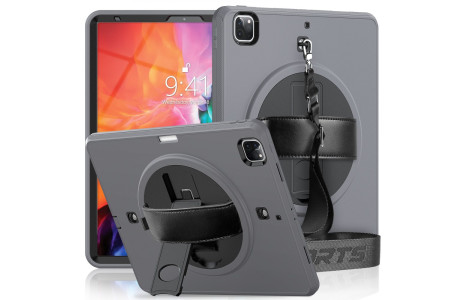 Newface iPad Pro 12.9 (2018) Kılıf Strap-C Otterbox Tablet Kapak - Gri