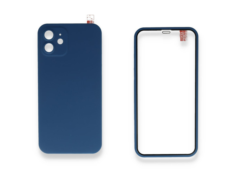 Newface iPhone 11 Kılıf 360 Full Body Silikon Kapak - Mavi