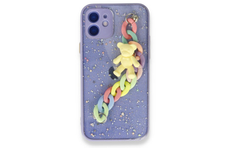 Newface iPhone 11 Kılıf Ayıcıklı Silikon - Lila