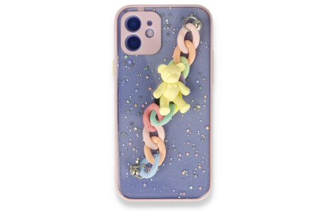Newface iPhone 11 Kılıf Ayıcıklı Silikon - Pembe