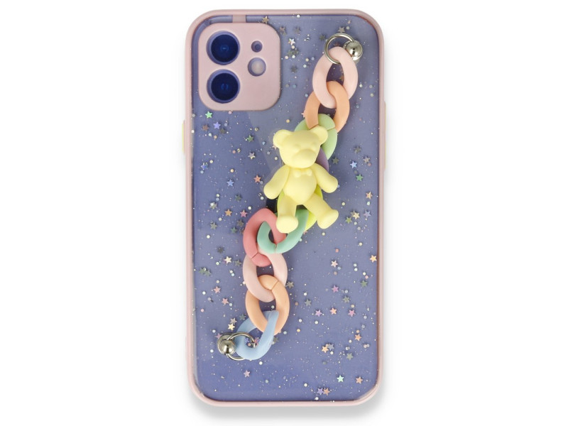 Newface iPhone 11 Kılıf Ayıcıklı Silikon - Pembe