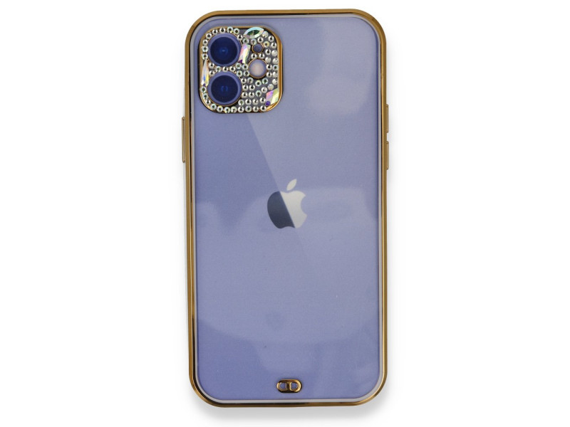 Newface iPhone 11 Kılıf Liva Taşlı Silikon - Mor