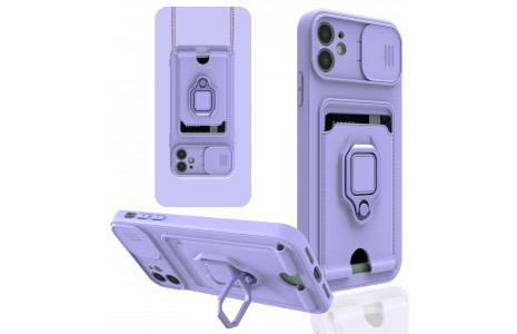 Newface iPhone 11 Kılıf Zuma Kartvizitli Yüzüklü Silikon - Lila