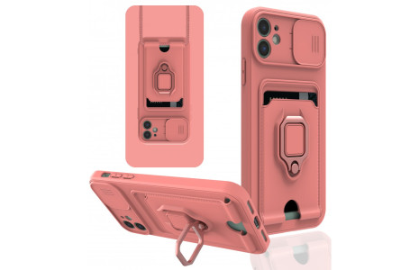 Newface iPhone 11 Kılıf Zuma Kartvizitli Yüzüklü Silikon - Pembe