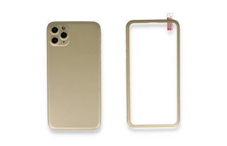 Newface iPhone 11 Pro Kılıf 360 Full Body Silikon Kapak - Gold