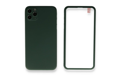 Newface iPhone 11 Pro Kılıf 360 Full Body Silikon Kapak - Yeşil