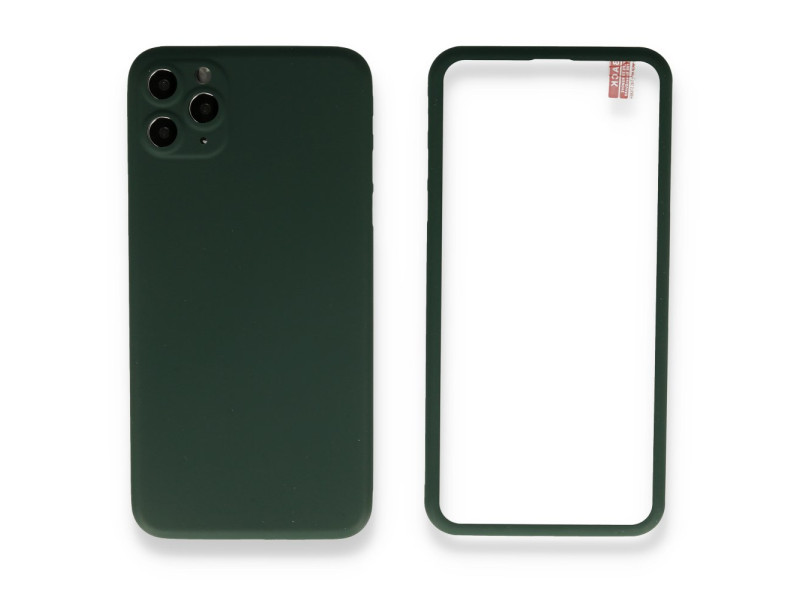 Newface iPhone 11 Pro Kılıf 360 Full Body Silikon Kapak - Yeşil
