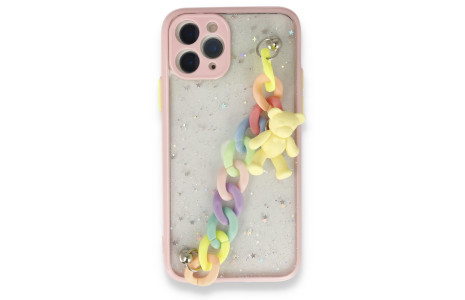 Newface iPhone 11 Pro Kılıf Ayıcıklı Silikon - Pembe