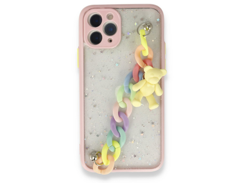 Newface iPhone 11 Pro Kılıf Ayıcıklı Silikon - Pembe