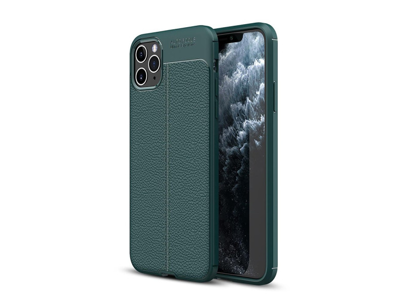 Newface iPhone 11 Pro Kılıf Focus Derili Silikon - Yeşil