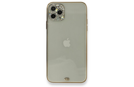 Newface iPhone 11 Pro Kılıf Liva Taşlı Silikon - Beyaz