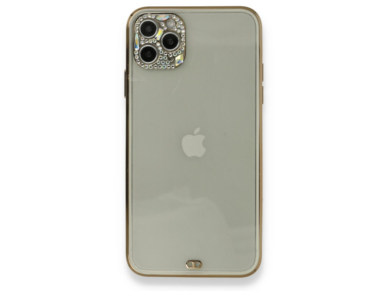 Newface iPhone 11 Pro Kılıf Liva Taşlı Silikon - Beyaz