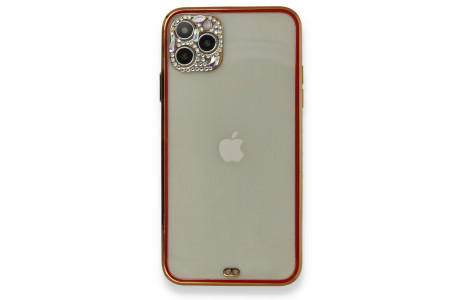 Newface iPhone 11 Pro Kılıf Liva Taşlı Silikon - Kırmızı