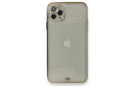 Newface iPhone 11 Pro Kılıf Liva Taşlı Silikon - Mor